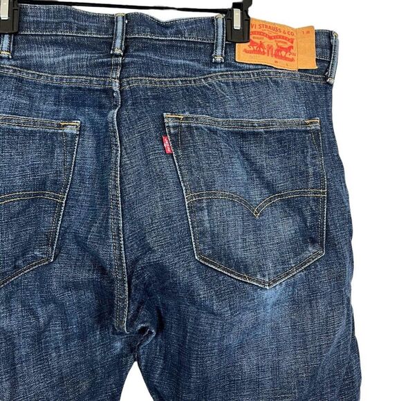 Levis 501 Levi Strauss Mens Blue Distressed Button Fly Straight Leg Jeans 40 x30 - Picture 12 of 16